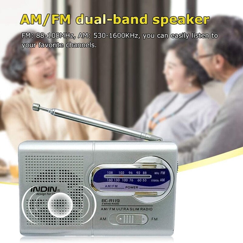 Radio Receiver Outdoor Portable AM/FM Radio Antenna Telescopic Receiver Antenna 3V Multifunction Old People Radio