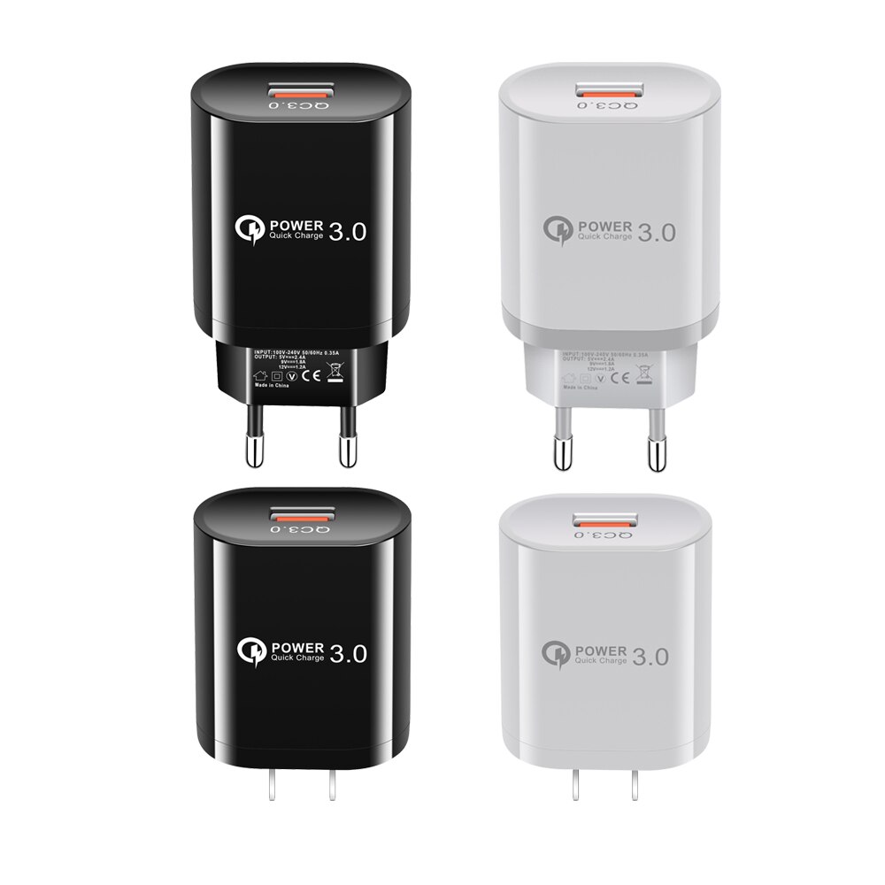 QC 3.0 USB charger Single Port Fast Charge Mobile Phone Charger USB Travel Charger Smart Tablet Charging Head for iPhone X XS XR