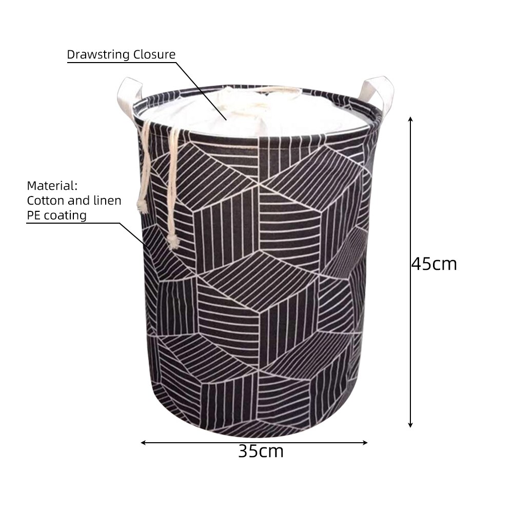 Foldbar sammenklappelig vasketøjskurv med stor kapacitet løbebånd lukning vasketøjshæmmer lærred opbevaringsholder med håndtagsspand 1pc: A3