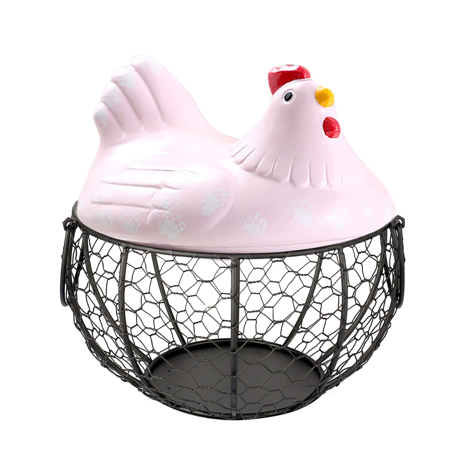 Ceramic Egg Holder Chicken Wire Egg Basket Fruit Basket Collection Ceramic Hen Oraments Decoration Kitchen Storage #T2G: PK