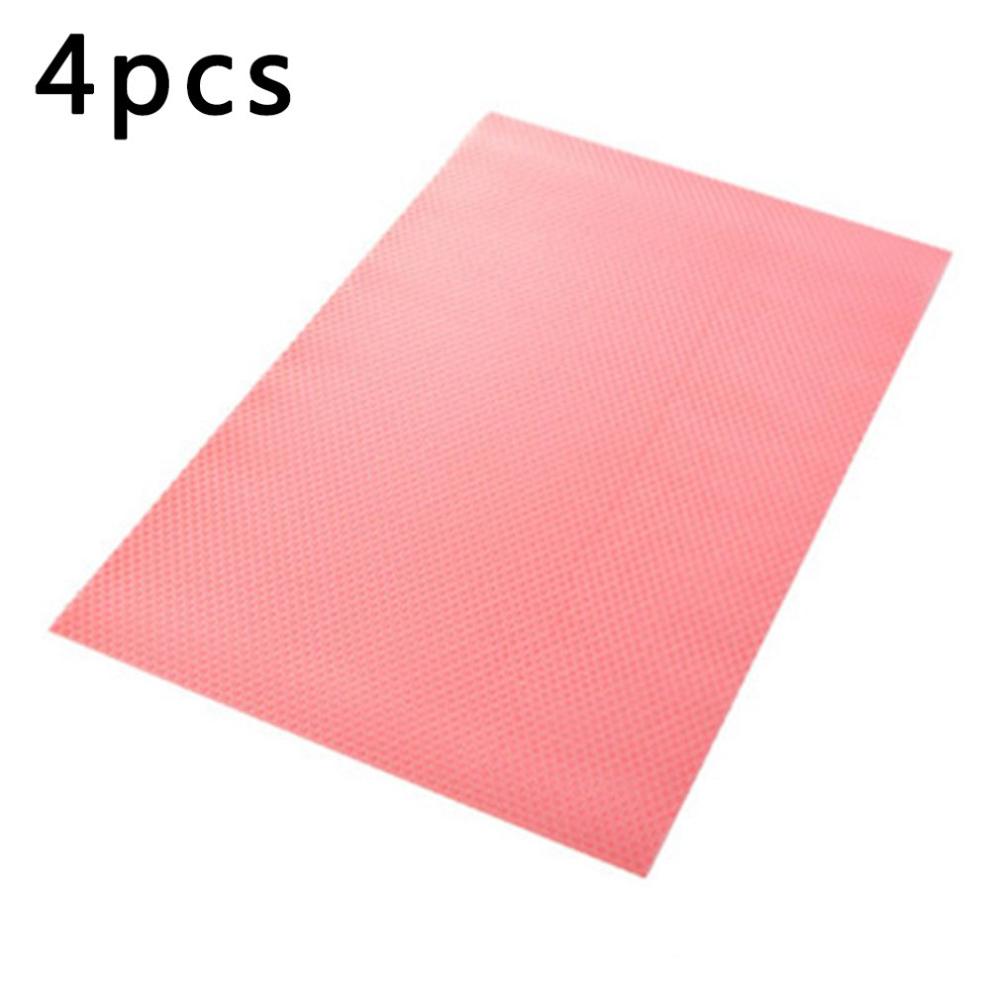 4 Pcs Easy Clean Antibacterial Cabinet Pad Refrigerator Pad Anti-oil Anti-frost Antifouling Mildew Moisture Pad Liner Mat: pink