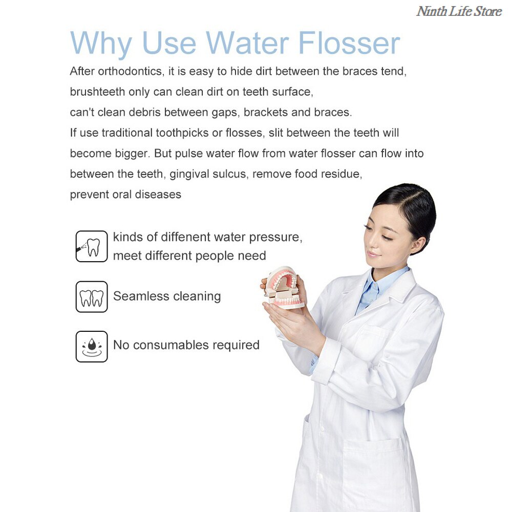 Elektrische Munddusche Wasser Fluss Spannung IPX7 Wasserdichte 300ml Wasser Zahnstocher Zahn Spüler Pflege 3/4 Getriebe Ebene Mundpflege