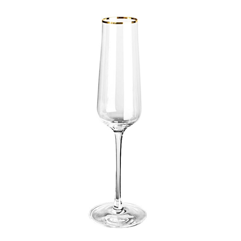 Gold Trim Champagne Flute Glasses Cocktail Glasses Elegantly Hand Blown, Lead Free, Champagne Cups