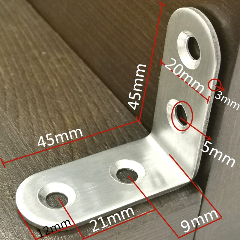 Stainless Steel L-shaped Angle Bracket 90 Degree Holder Furniture Connector Partition Triangle Fixed Block Laminated Bracket: JM16V5