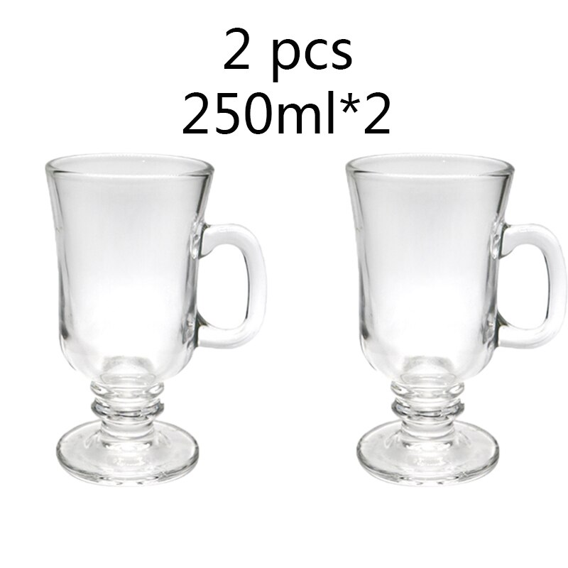 Coffee cup 250ml-285ml Irish coffee latte glass Juice smoothie cup Milk tea cup Inclined with handle Single transparent glass: 250ml  X2