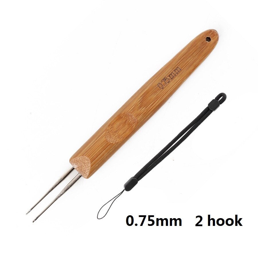 0.75Mm Crochet Hooks Dreadlock Hair Braids Needle Single Double Hook Crochet Tools Bamboo Handle Crochet Needles For Braid Craft: daisheng0.75mm2hook