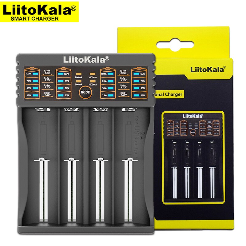 LiitoKala Lii-500S Lii-402 Battery Charger - LCD Display, USB Output, Quick Charge for 18650 3.7V NiMH Lithium Batteries