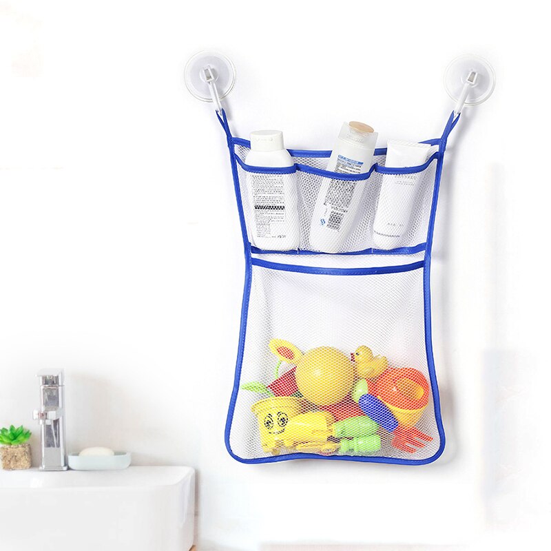 Babybadje badspeelgoed baby kinderspeelgoed opbergnet met sterke zuignap speelgoedzak net tas organisatie huishoudelijke artikelen: Blauw