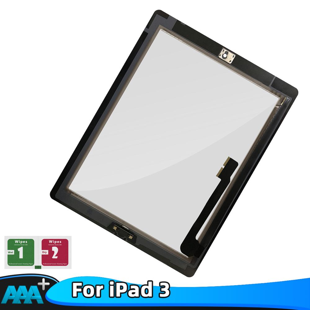 Para iPad 3 A1430 A1416 A1403 pantalla táctil LCD Digitalizador de pantalla táctil Pantalla táctil frontal reemplazo del botón clave partes