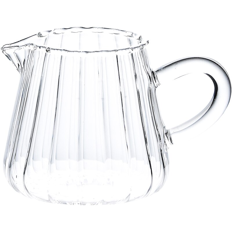 Mini Coffee Milk Creamer Pitchers with handle and Pouring Spout handmade striped glass milk cup can be microwaved