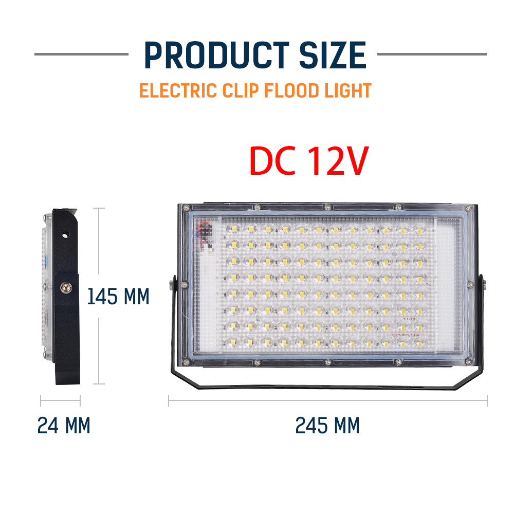 DC12V Led Flood Light 50W 100W Outdoor Floodlight Spotlight IP66 Waterproof Emergency Light Reflector Portable 12 Volt Led Light: Blue