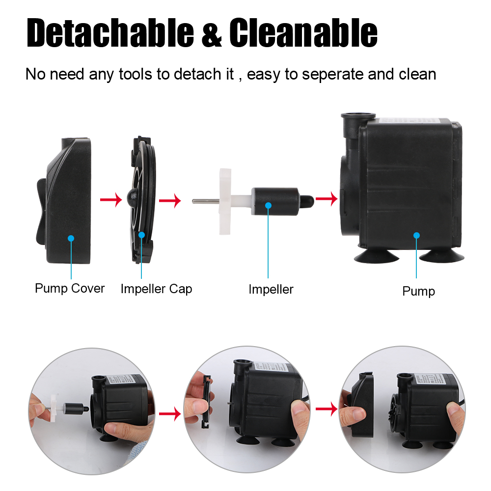 Ultrastille waterpomp met 12 LED-licht voor tuinaquarium Aquarium Vogelbadfontein met netsnoer Dompelfontein