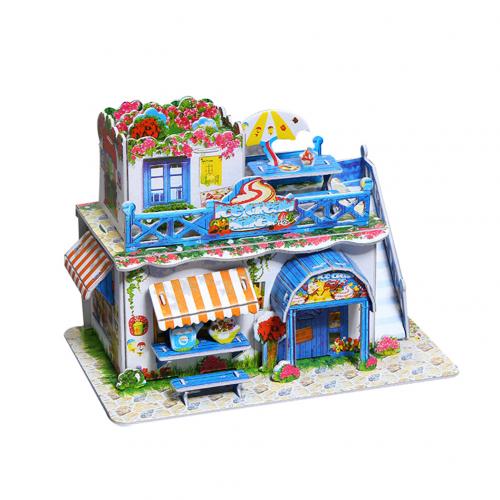 3D Papier Board Puzzel Bouw Monteren Vroeg Leren Speelgoed Kinderen Verf Educatief Speelgoed Voor Kinderen verjaardagscadeautjes: Summer Villa