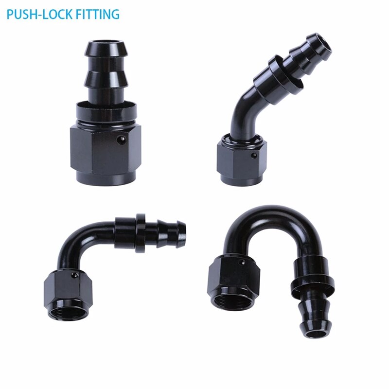 AN10 AN12 AN16 Degree Elbow/Aluminum Push Lock Hose Ends AN Fittings For Racing Car Oil Cooler Hose