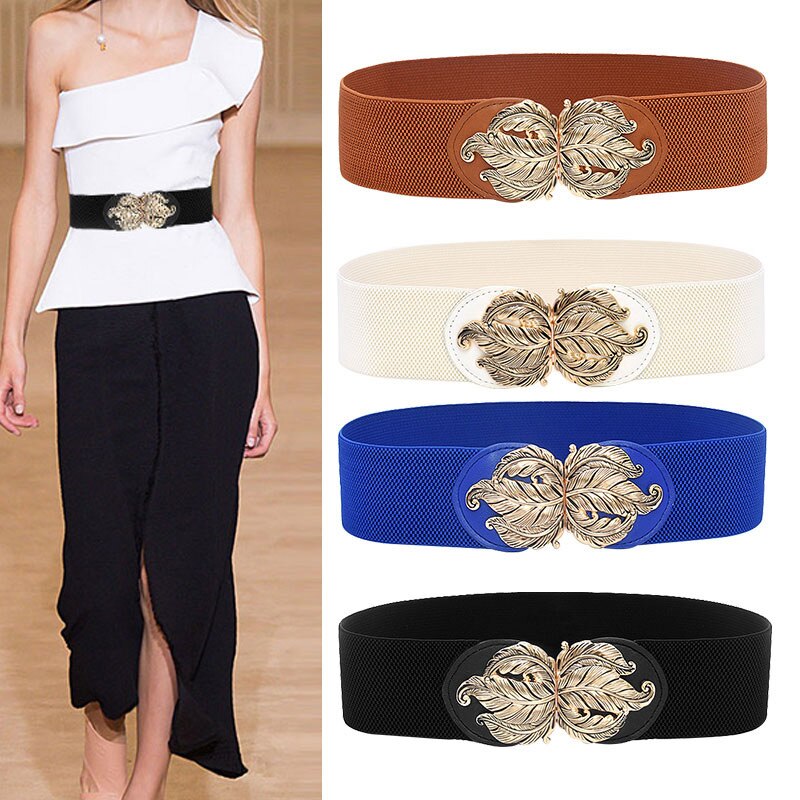 Suéter con hebilla de aleación para mujer, ropa de vestir, pretina decorativa, corsé Retro, cinturón elástico ancho
