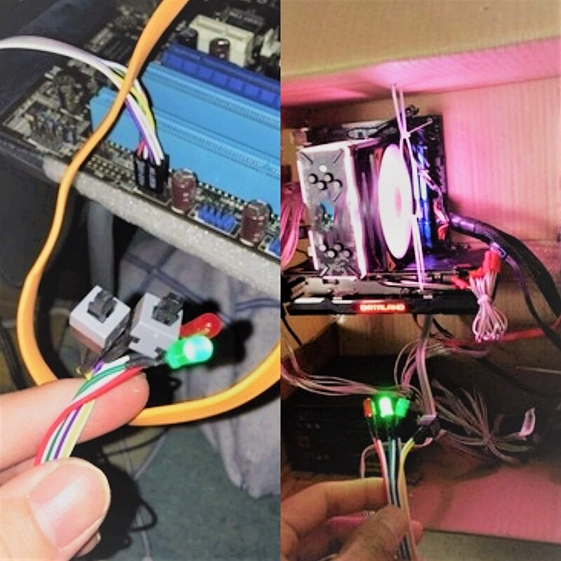 Caja de ordenador con luz LED, fuente de alimentación ATX, rojo, verde, reinicio, HDD, interruptor, Cable ATX, caja de 24 pulgadas, Kit de Cable de bisel frontal (5 piezas)