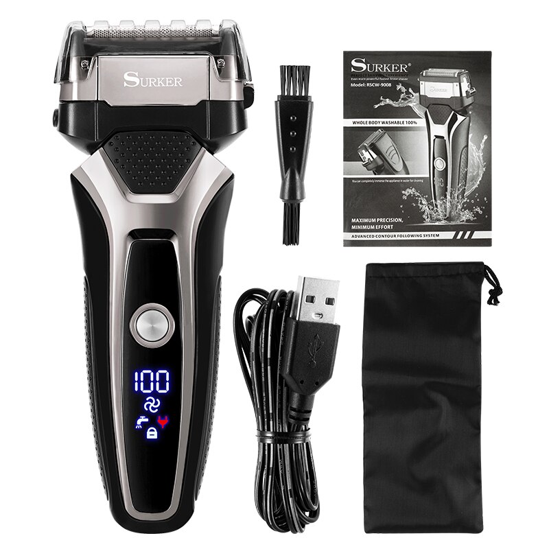 Usb Oplaadbare Elektrische Scheerapparaat Rvs Scheren Machine Mannen 3D Triple Drijvende Scheermes Scheerapparaat Kapper Trimmer