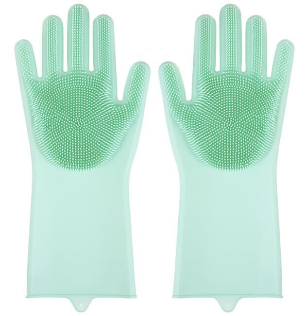 Fabrikanten directe verkoop magic silicone wassen gerechten keuken schoonmaken multi-purpose huishoudelijke siliconen borstel handschoenen: green