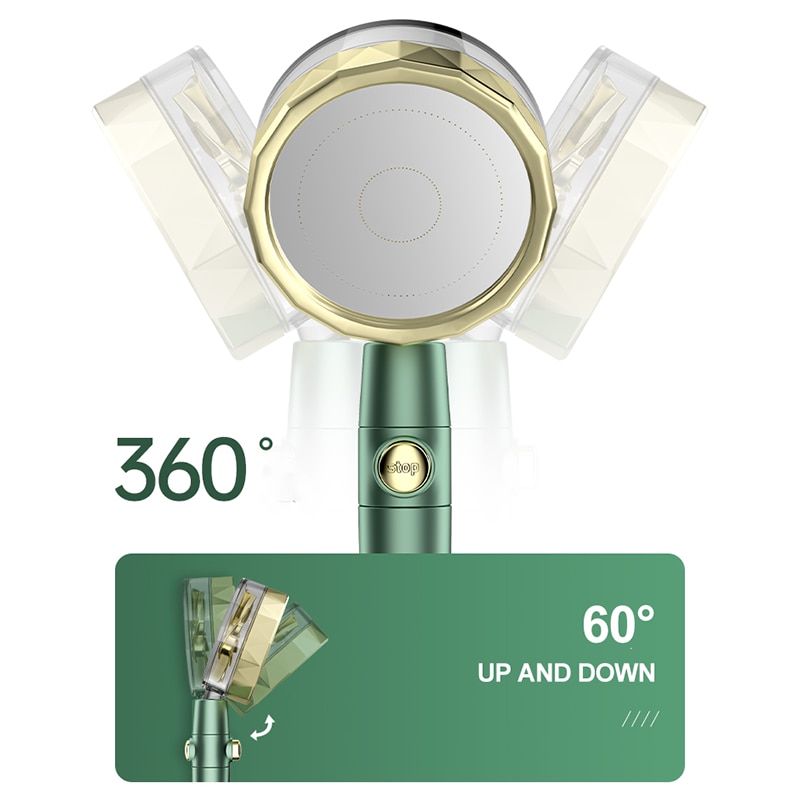 Douchekop Hoge Druk Stijl Groene Hoge Druk Draaien Douchekop Met Houder En Slang Propeller Douchekop eco