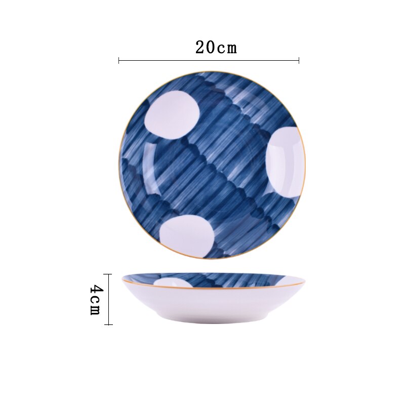 Plato hondo de cerámica pintado a mano japonés, plato de fruta familiar, plato occidental para carne, precio al por mayor, 4 Uds.: 4 / 4PCS