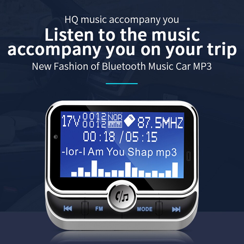 BC32 Car Bluetooth FM Transmitter MP3 with Big Screen Card Multi-function Wireless Radio Adapter Hands-free Calling