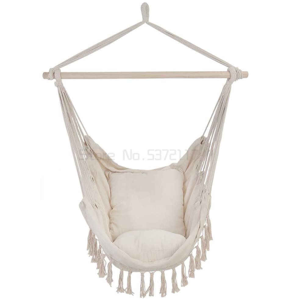 Chaise hamac suspendue style bohémien avec support en bois, extérieur, maison, jardin, dortoir, balcon