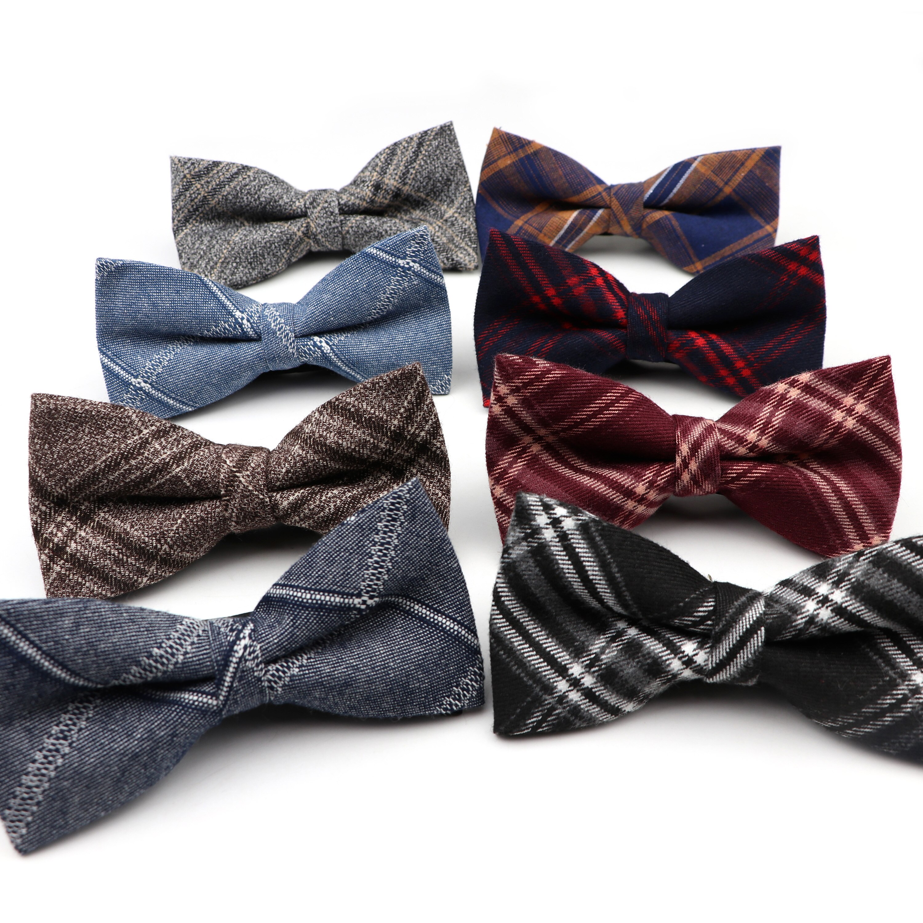100%  bomuldsstribet plaid brun grågrøn herre butterfly klassisk skjorte tilbehør butterfly casual jakkesæt ung