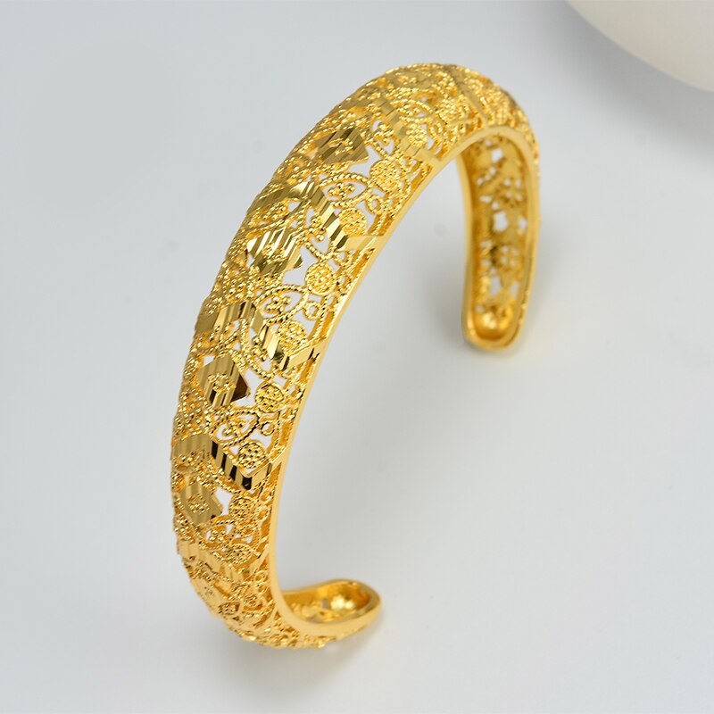 Annayoyo 24K Dubai couleur or Bracelets pour femmes Bracelets éthiopiens moyen-orient bijoux de mariage africains