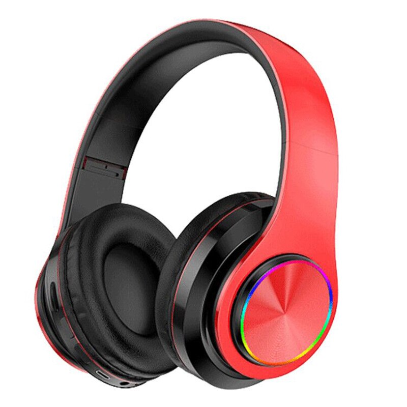 LISM Wireless Headphones - Bluetooth 5.1 - Deep Bass Stereo - TF Card Support - HIFI Sound: Red Black