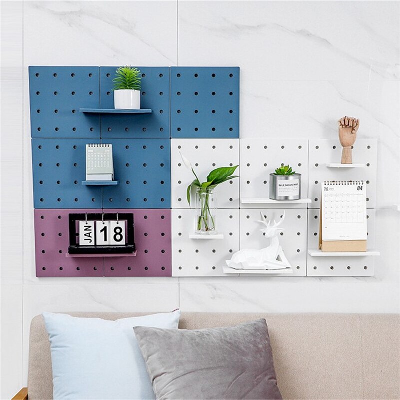 Étagère de rangement carrée sans poinçon, trou rond, crochets de claquette, étagère murale, cuisine salle de bains, maison, support organisateur en plastique