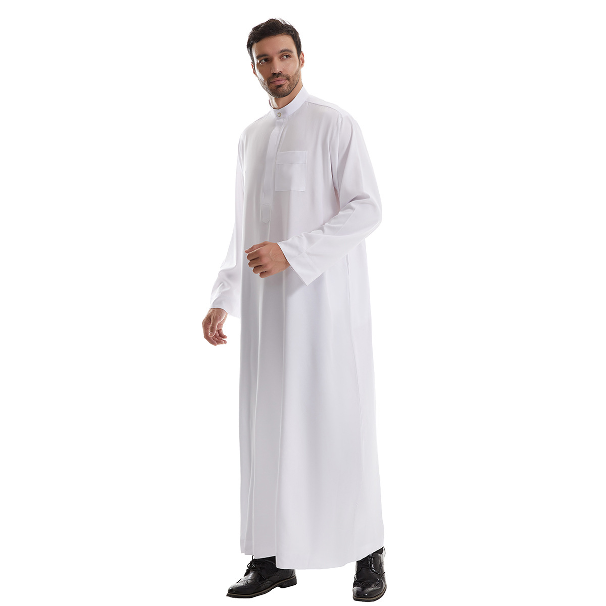 Abaya musulmana para hombres, Kimono de oración, Djellaba árabe de Turquía, Islam, Jubba, Thobe, Marruecos, bata de bolsillo, Ramadán, Eid, Abayas: XL / Blanco