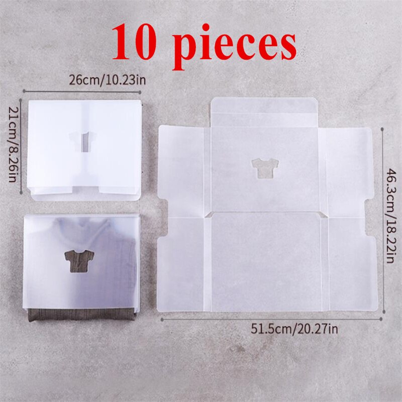 Folding Board Shirt Clothes Folding Board Shirt Organizer Wardrobe Clothing Storage Bag Transparent Home Foldable Clothes Boards: 10pcs