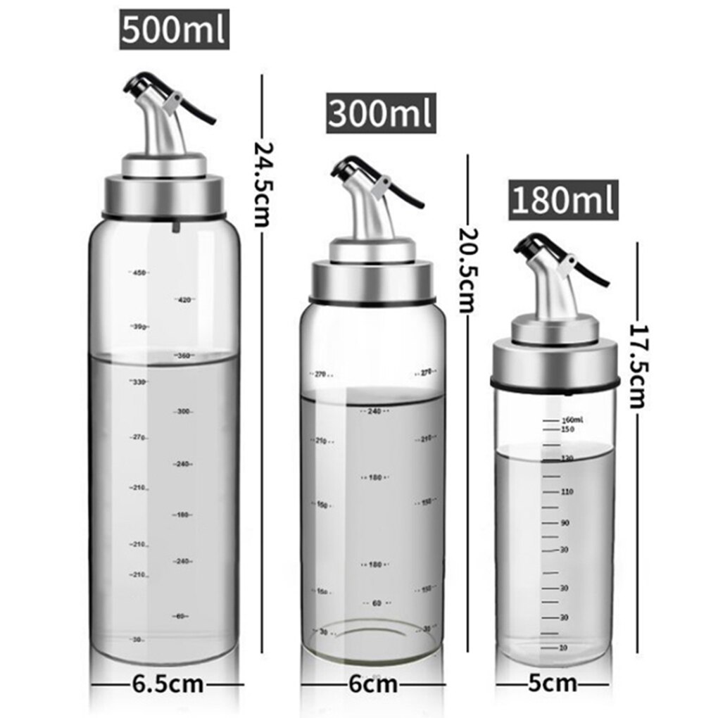 500/300/180Ml Koken Kruiden Fles Dispenser Saus Fles Glas Opslag Flessen Voor Olie En Azijn keuken Gereedschap