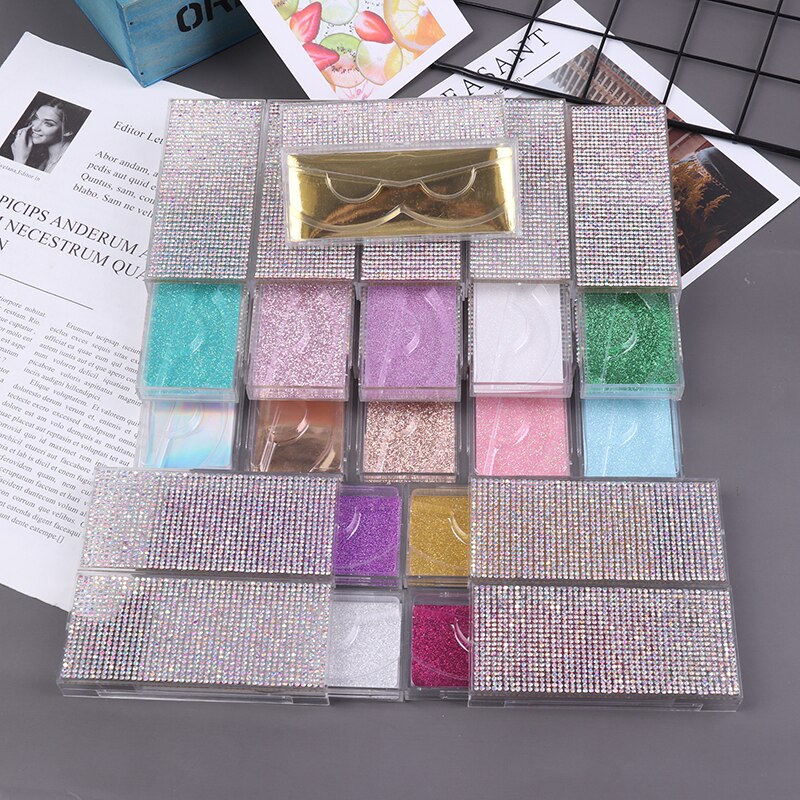 1pcs Popular 3D False Eyelashes Packaging Empty Lash Case Bling Glitter Eyelash Pull Box Diamond False Eyelash Packaging Box