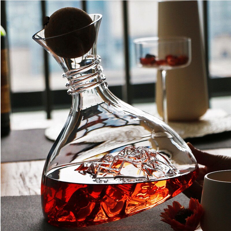 Lead-free Crystal Glass Red Wine Decanter Manual Blown Wine Decanter Variety of Options Iceberg Decanter 1500ML