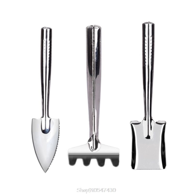 3pcs/set Stainless Steel Gardening Kit Shovel Spade Rake Mini Garden Tool for Digging Planting O29 20