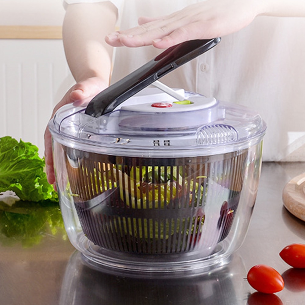 Multifunction Manual Salad Washer Spinner Drainer Lettuce Veg Herbs Vegetable Food Drying Household Drainer Fruit Dehydrator