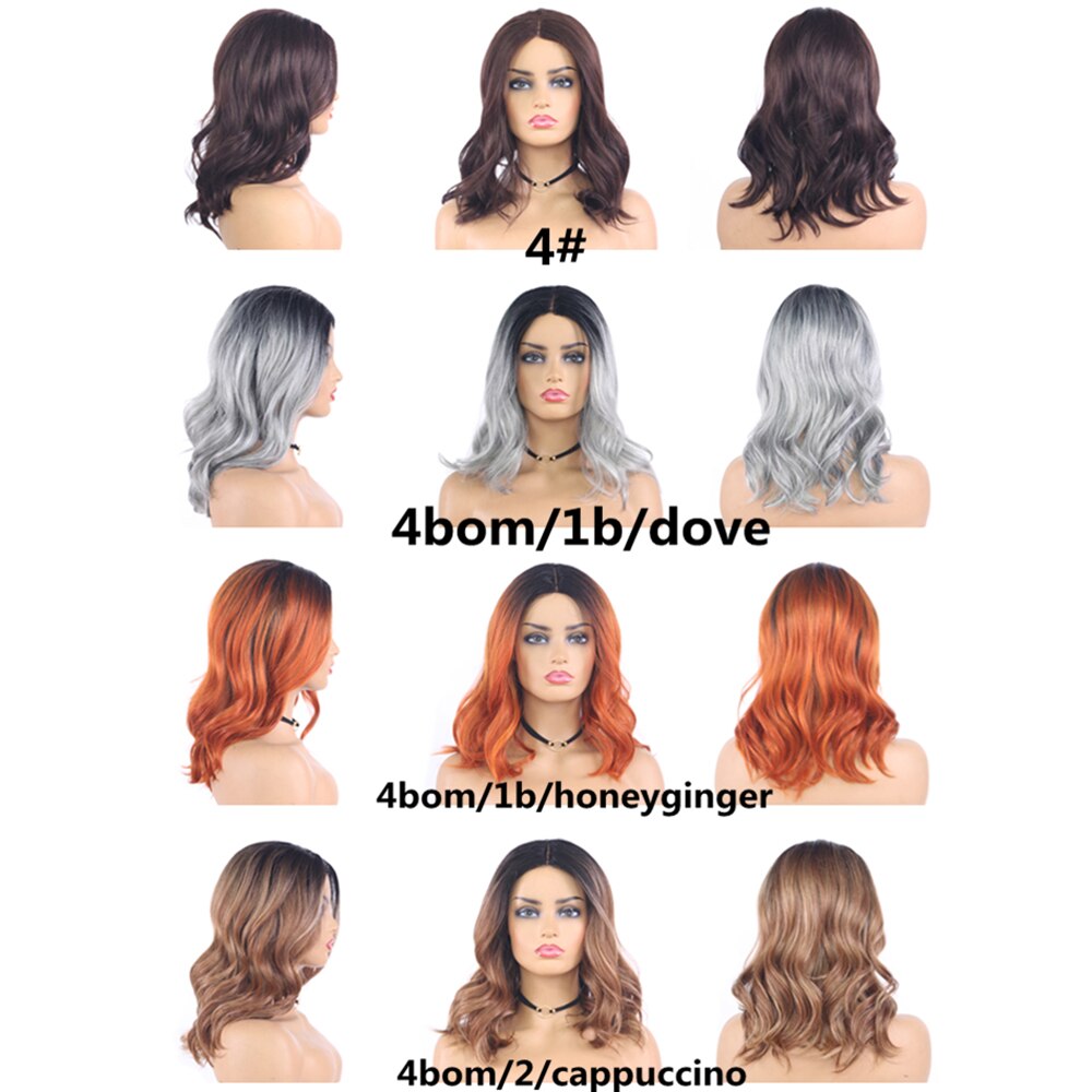 Ombre Braun Colored Synthetik Spitze Perücken Pro Schwarz Frauen natürlich Welle kurz Bob Perücke Schulter Länge Orange grau Haar Perücken X-tresse