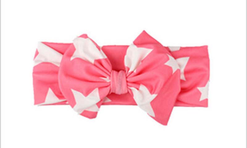 Kids Meisje Baby Hoofdband Peuter Lace Bow Flower Star Print Baby Katoenen Haarband Accessoires Veel: Watermelon Red