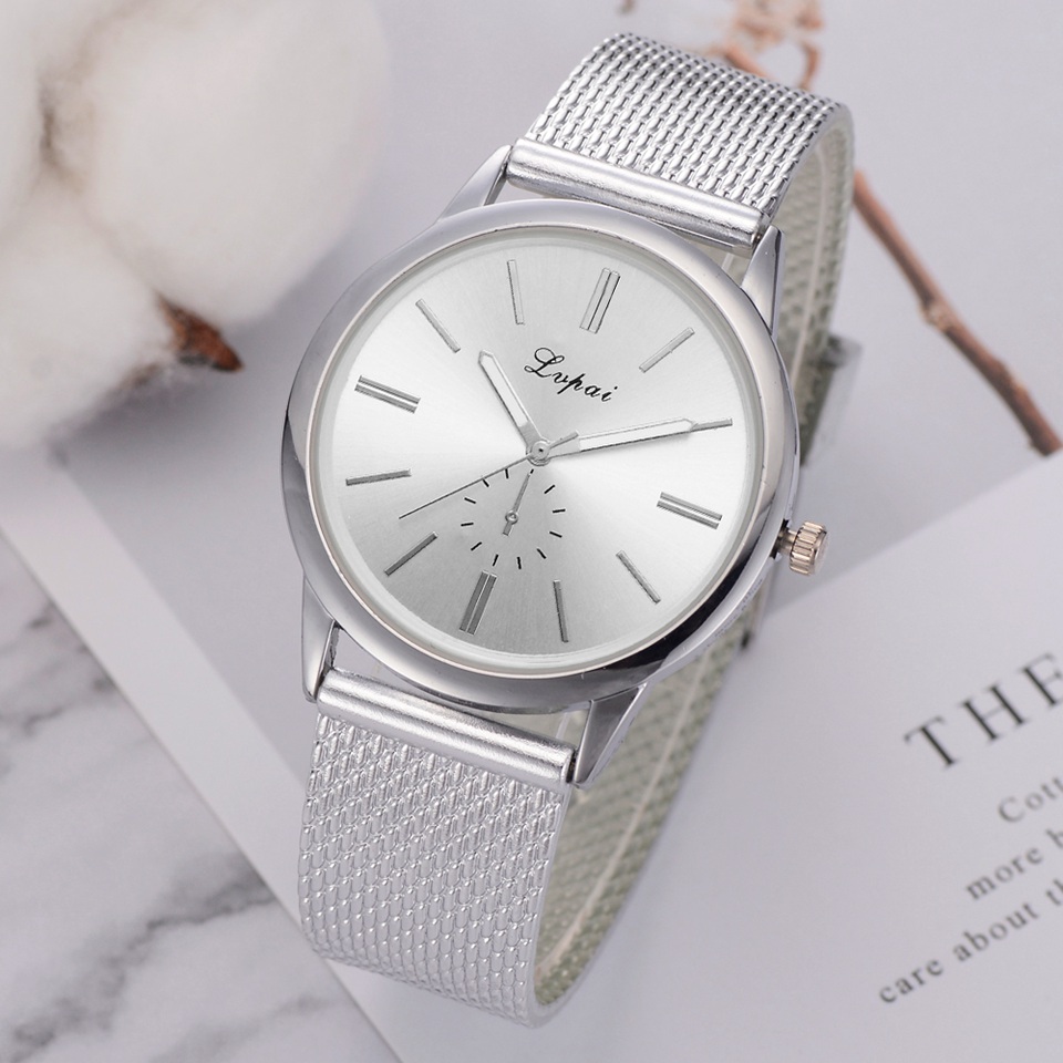 Lvpai Dames Polshorloge Luxe Zilver Siliconen Band Dress Quartz Klok Mode Eenvoudige Zilveren Armband Horloges