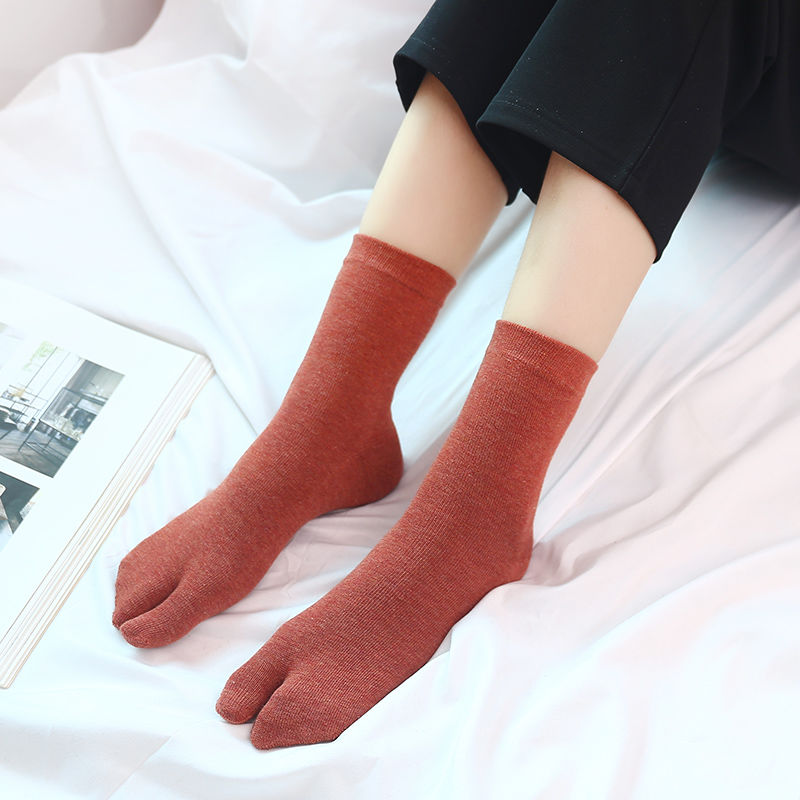 Combed Cotton Split Toe Socks Unisex Simple Comfortable Breathable Two-Toed Socks Japanese Style Harajuku Men Women's Tabi Socks