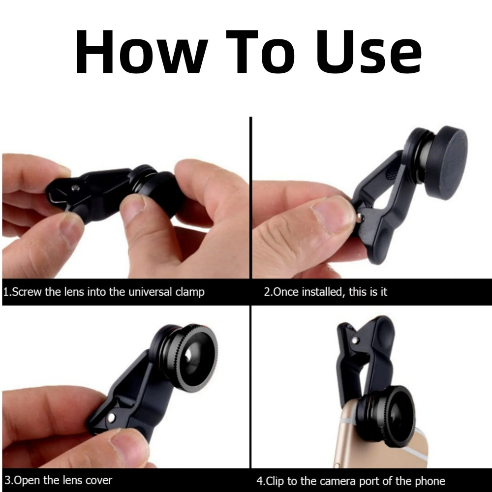 Objectif de téléphone Fisheye 3 en 1, Zoom grand Angle 0,67x, Macro œil de poisson, Kits de caméra pour Smartphone, Zoom œil de poisson avec Clip de téléphone