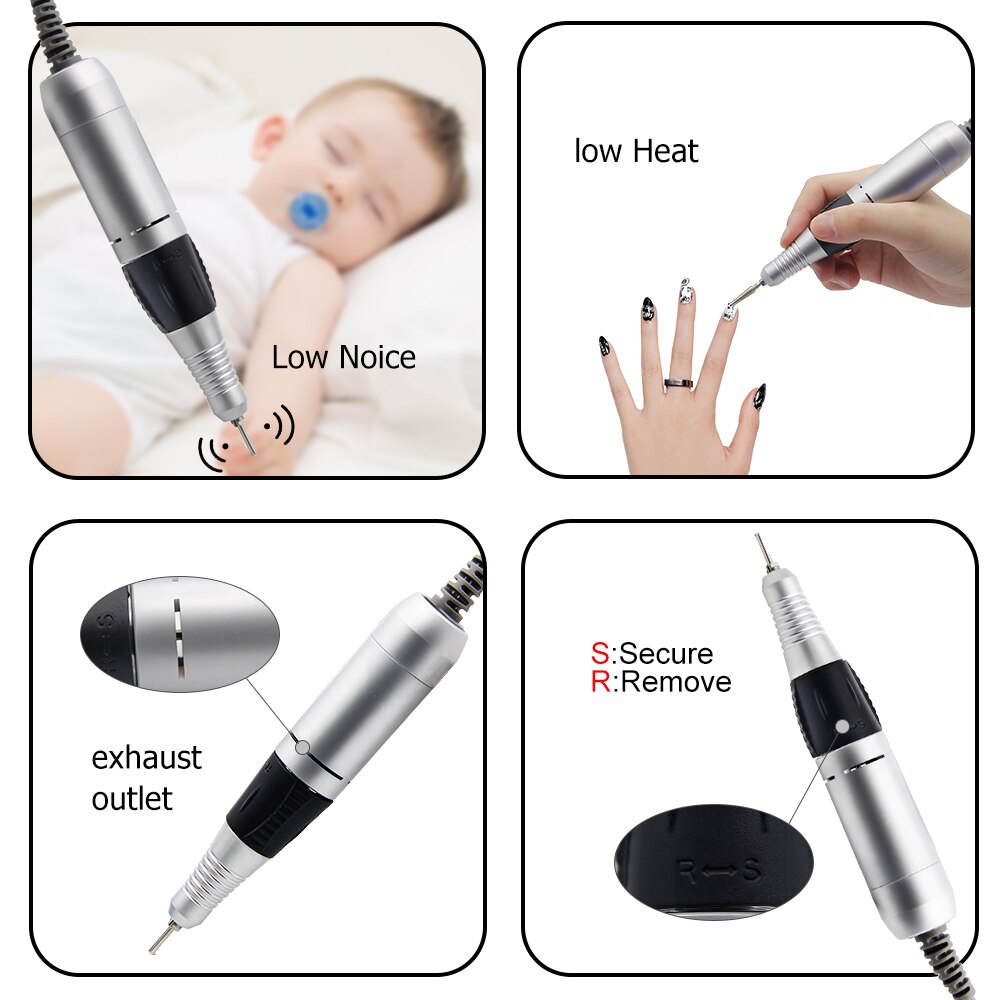 Lke elektrisk nagelborrmaskin 35000 rpm apparat för manikyr maskin pedikyr med skärare nagelborrmaskin kit nagelverktyg