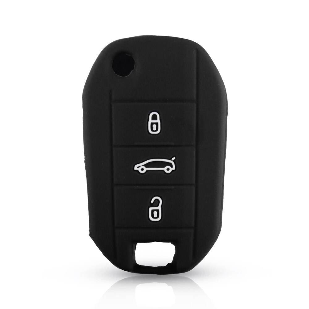 KEYYOU-funda de silicona para llave de coche, Protector de 3 botones para Peugeot 3008, 208, 308, 508, 408, , Citroen C4, CACTUS, C5, C3, C4L: Black