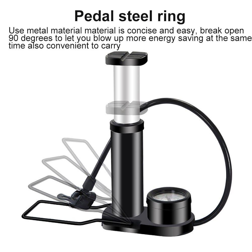 Portable Foot Pedal Bicycle Tire Pump Air Inflator with 160PSI Pressure Gauge