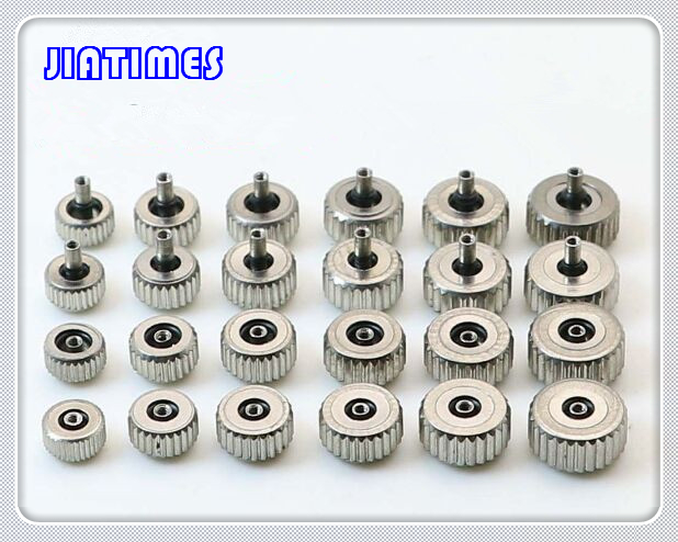10pc sølv rustfrit stål vandtæt ur krone fra 4.5mm to 7.0mm store huller 2.5mm diameter vælg størrelse