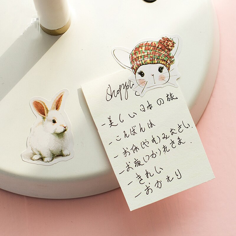 Many Cute bunny Hello rabbit PVC stickers photo album decorative Sealing sticker pet DIY mixed Styling