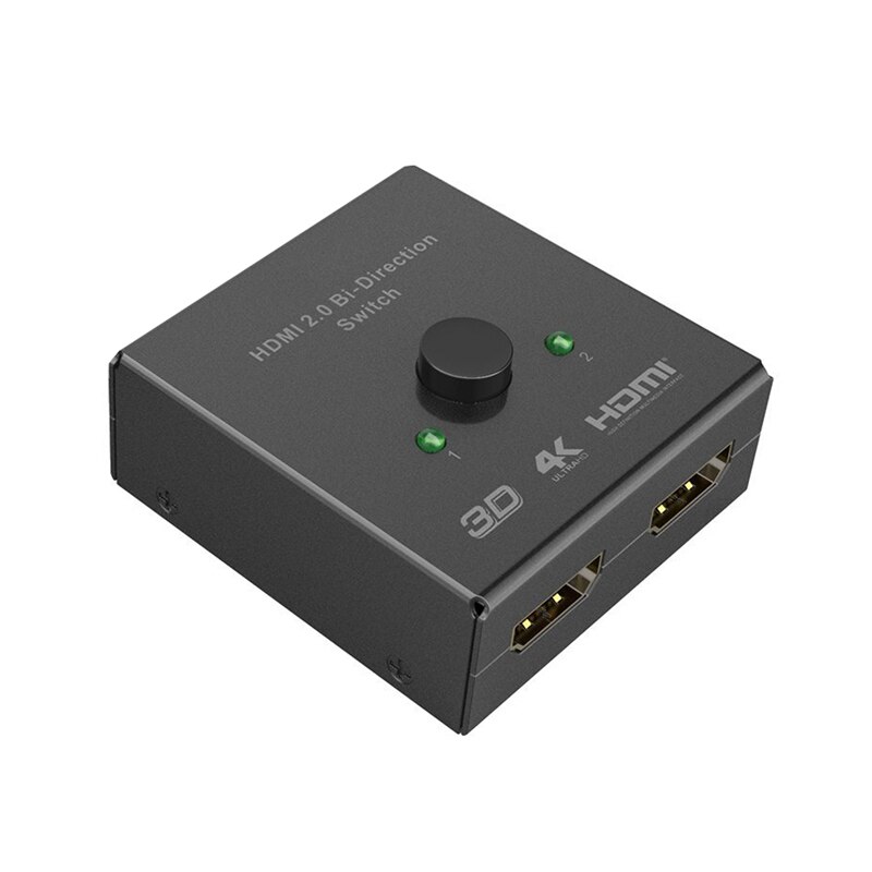 HDMI Switcher 2 Ports Bi-direction Manual Switch 2 x 1/1 x 2 HDMI Hub-HDCP Passthrough-Supports Ultra HD 4K 3D 1080P: Default Title