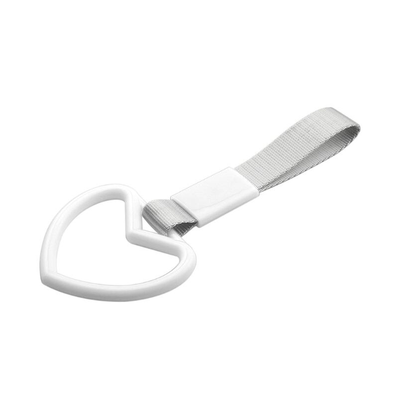 Biltillbehör tsurikawa hjärta form ring jdm tåg buss handtag hand charm rem drift drift pvc plast 6 färg: Vit