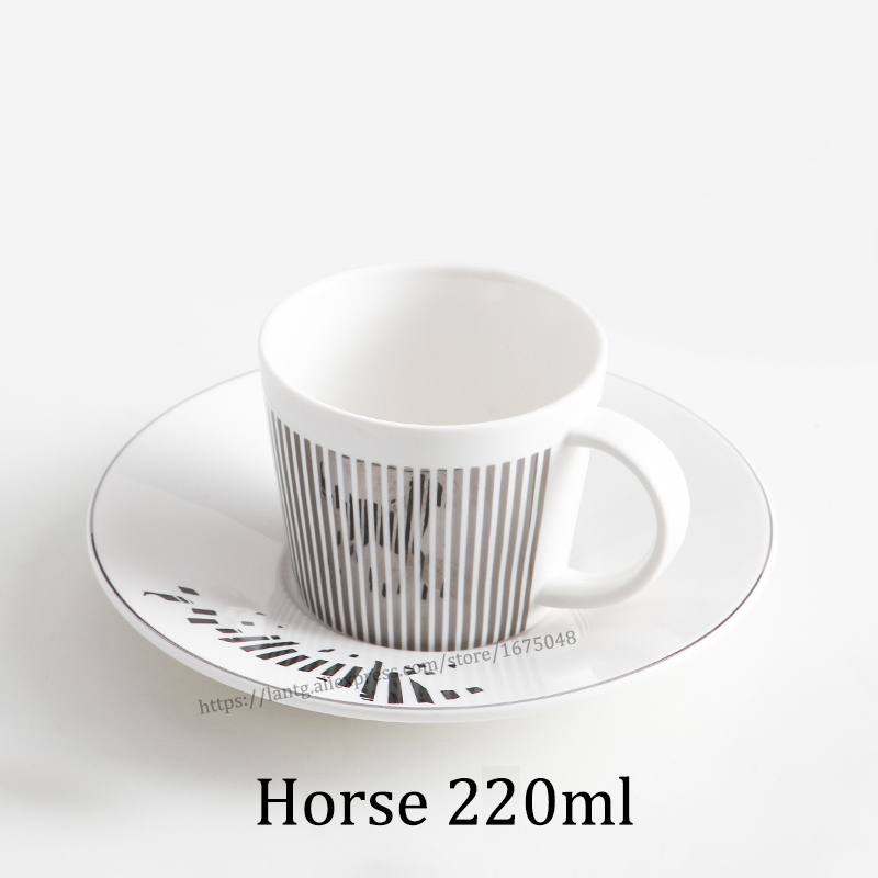 Creativo cavallo anamorfico tazza specchio riflessione tazza colibrì tazza Luycho caffè Set da tè con sottobicchiere 90ml-220ml